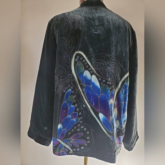 CHICO'S ANNIVERSARY COLLECTION silk/Rayon butterfly jacket. Size 1 (M/8) - Picture 7 of 15
